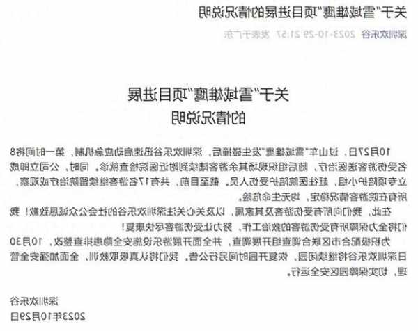 深圳欢乐谷：向所有受伤游客及其家属、社会公众诚恳致歉